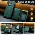 thumbnail image 4 of 2 in 1 Detachable Magnetic Phone Cases Compatible with iPhone 13 Pro Max Case with Card Holder RFID Blocking, Compatible with Magsafe Wallet, Vintage PU Leather Protective Cover, Green, 4 of 10