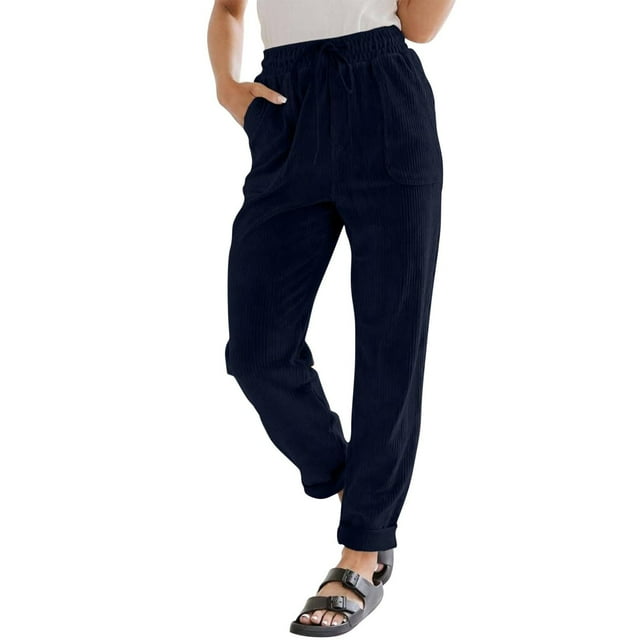 WILLBEST Pantalones Casuales de Pana para Mujer, de Cintura Alta y Pierna Recta, para el Trabajo y el Ocio, con Bolsillos para Otoño E Invierno. Extra Grande