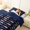 thumbnail image 4 of Feelyou Line Art Striped Fish Twin Comforter Sets for Kids Boys Girls, Kawaii Ocean Animal Bedding Set, Navy, Blue Reversible, 2 Pieces, 4 of 6