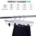 thumbnail image 3 of Quality Hangers Wooden Pants Hangers - 10-Pack Swivel Hook Cloth Hanger Set - Lotus Wood Skirt, Pant, Shorts and Slack Hangers with Adjustable Clip - White Clothing Hanger (White, 10), 3 of 5