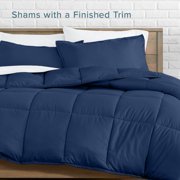 Bare Home Goose Down Alternative Comforter Set, Premium 1800 Collection, with Pillow Shams, 3 Piece Set, Queen, Dark Blue