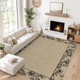 thumbnail image 5 of Garvee 5'x7' Solid Floral Area Rugs Modern Bordered Washable Rugs, Soft Non Slip Carpet Low Pile Rug for Living Room Bedroom Home Decor, Linen, 5 of 9