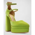 thumbnail image 4 of Schutz Elysee Green Double Platform Ankle Strap Pointy Toe Block Heel Dress Pump (Green, 6), 4 of 4