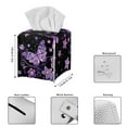thumbnail image 3 of FUIALDOLG Tissue Box Cover Waterproof, Purple Butterfly Flower Square PU Leather Tissue Box Holder, Modern Facial Paper Organizer Dispenser for Bathroom, Car, 5.1''X5.1''X5.5'', 3 of 7
