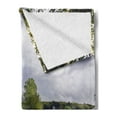 thumbnail image 2 of Garden Soft Flannel Fleece Throw Blanket, Bench Overlooking the Laket Stourhead Countryside Cloudy Day Landscape Print, Cozy Plush for Indoor and Outdoor Use, 60" x 80", Green Grey, by Ambesonne, 2 of 5
