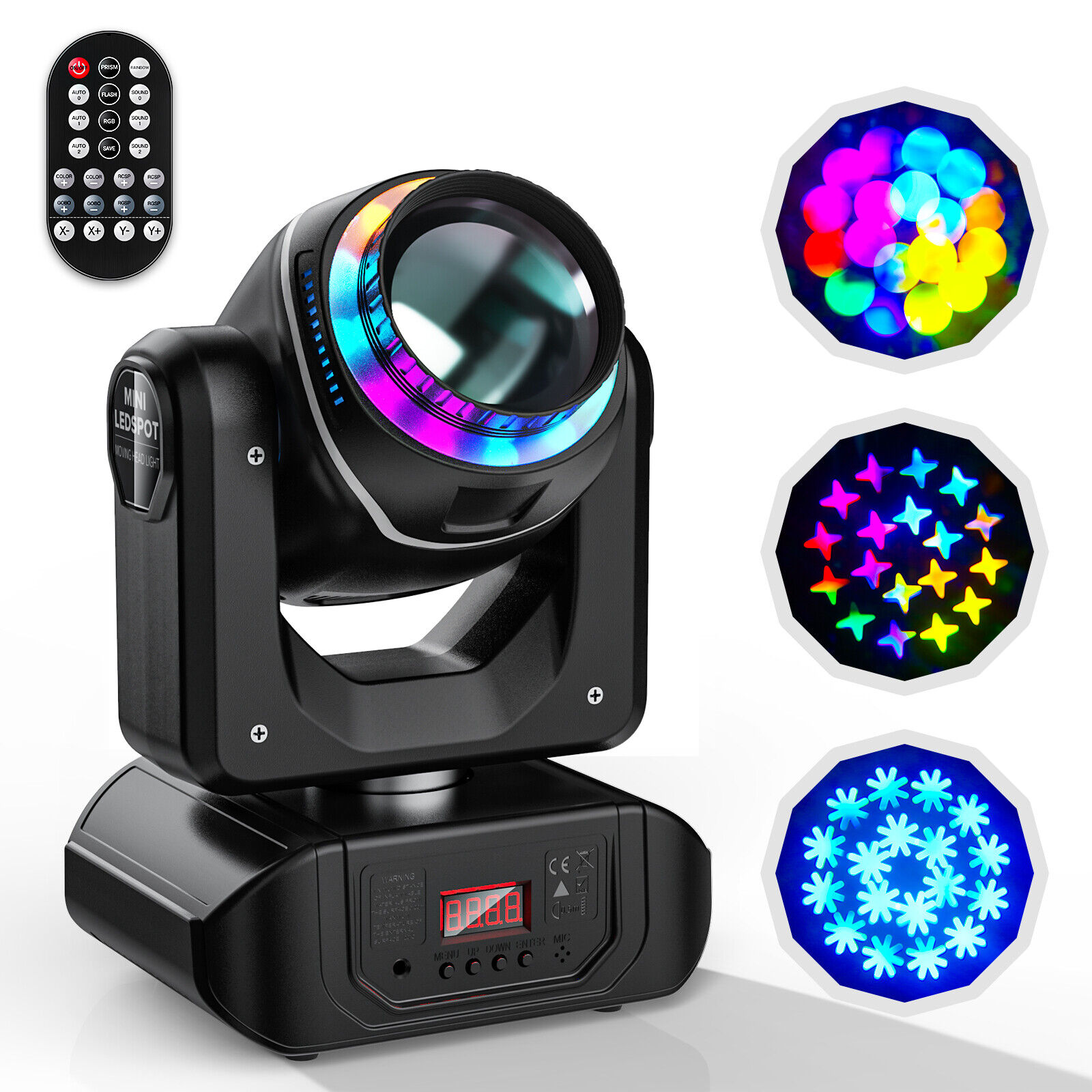 Luces LED para Cabeza Móvil de 150W, Luz de Punto para Escenario con Haz Gob RGBW 18prisma DJ Disco DMX Luces LED para Cabeza Móvil de 150W, Luz de Punto para Escenario con Haz Gob RGBW 18prisma DJ Disco DMX
