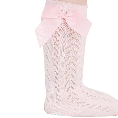 

MERSARIPHY Kids Stockings Solid Color Bowknot Socks Long Tube Socks for Girls Red/Beige/Pink/Ginger/White/Dusty Pink
