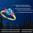 thumbnail image 2 of Gem Stone King 18K Yellow Gold Plated Silver Ring Oval Topaz and Pink Moissanite (1.96 Cttw), 2 of 6
