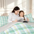 thumbnail image 4 of Manfei Modern Checkered Twin Comforter Sets,Geometric Plaid Bedding Set,Green White Yellow,Light Gray Reversible,2pcs,1 Comforter and 1 Pillowcase,2pcs,1 Comforter and 1 Pillowcase, 4 of 7