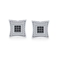 thumbnail image 2 of Bling Jewelry Mens Mens 10MM Square Black & White CZ Stud Earrings in Sterling Silver, 2 of 5