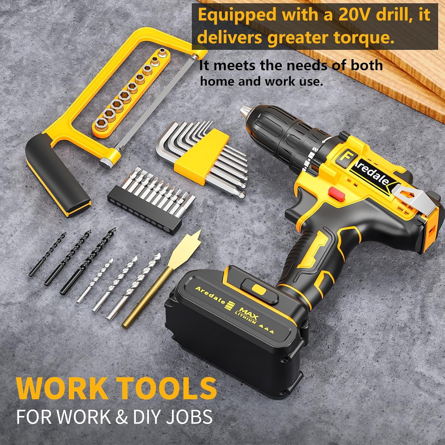 117-Piece Tool Kit with 20V Cordless Drill Mechanic Tool Set for Home & Auto Repair Toolbox Storage  Perfect for Men, DIYers, Handymen