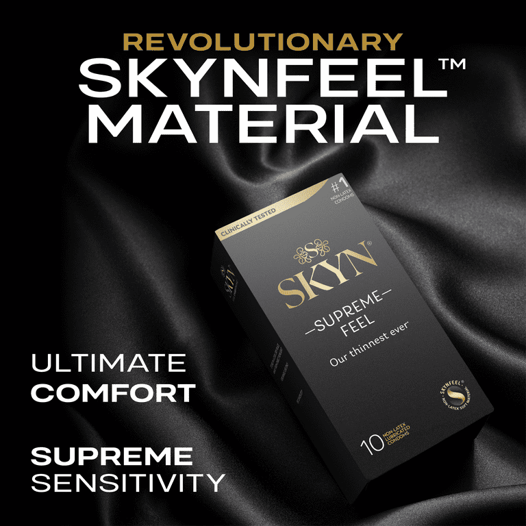 SKYN Supreme Feel Non-Latex Lubricated Condoms, 10 Count