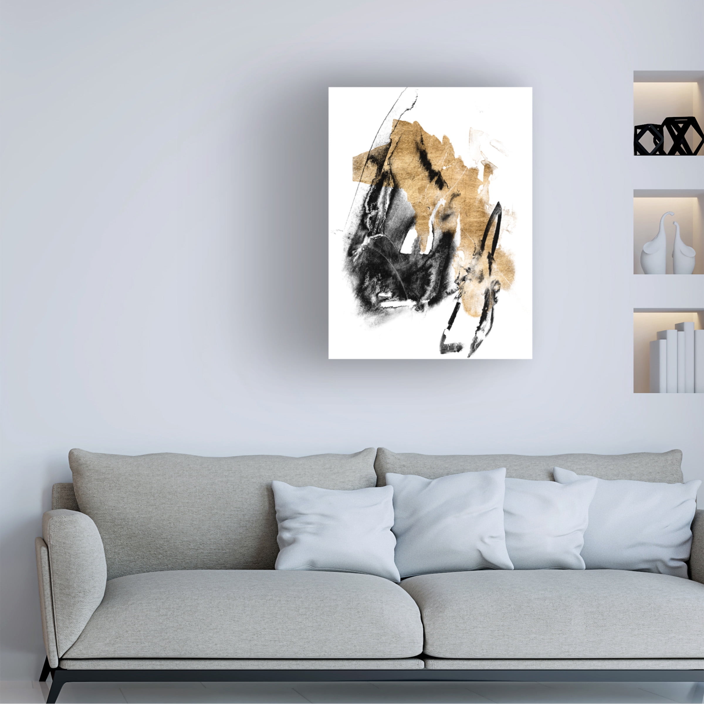 Jennifer Goldberger 'Black And Gold Splash IV' Canvas Art