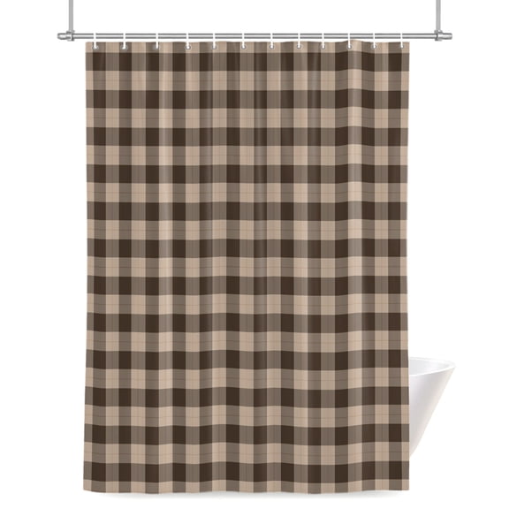 Brown Black Plaid Shower Curtains for Bathroom, Country Rustic Farmhouse Classic Checkered Waterproof Fabric Shower Curtain for Bathroom Bathtub Decoration, Machine Washable 72"x84"