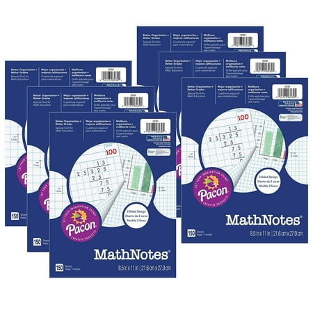 Pacon MathNotes Graphing Paper 8.5"" x 11"" 3-Hole Punched White (PAC3230-6)