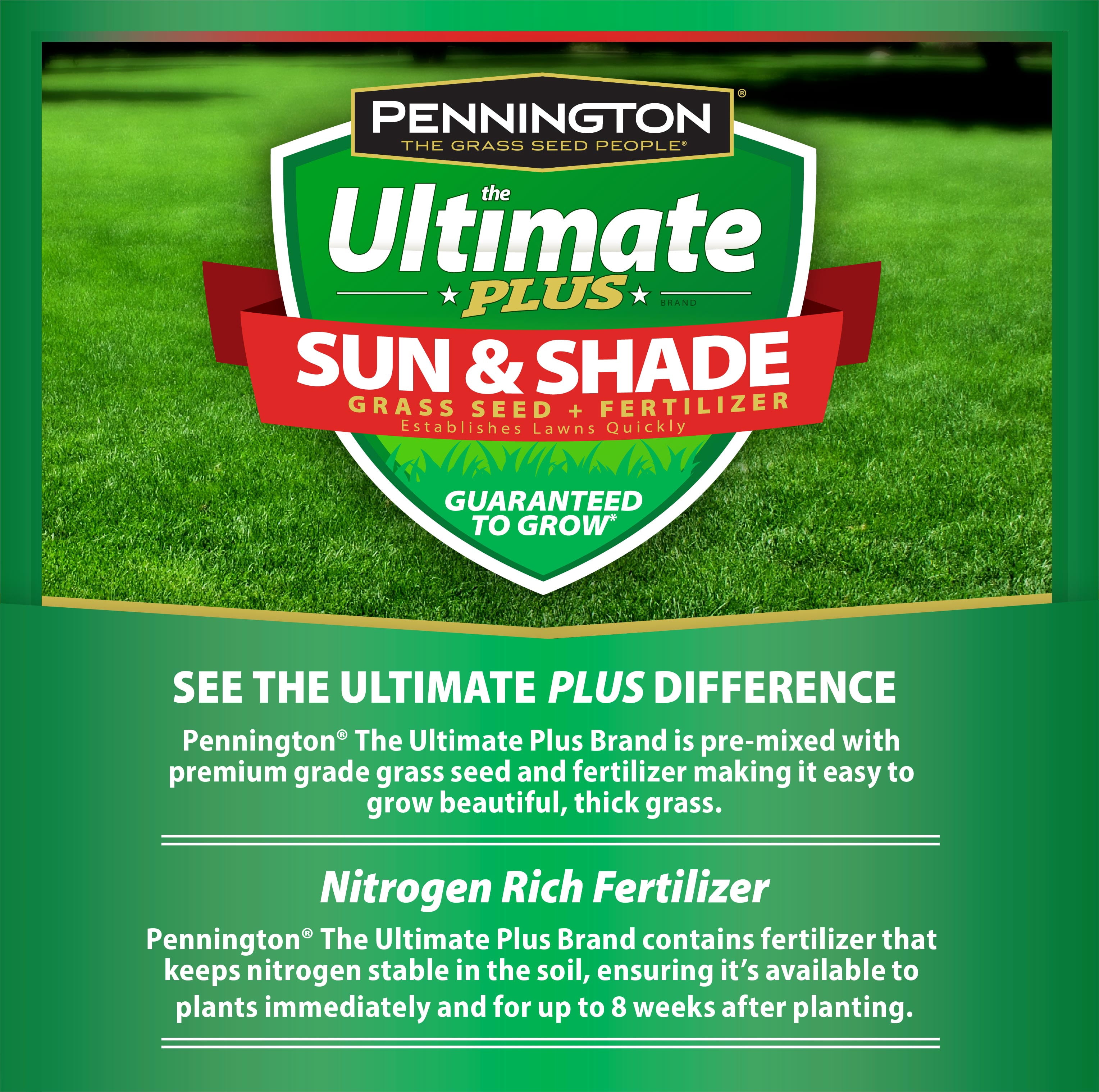 Pennington Ultimate Plus Grass Seed and Fertilizer Sun and Partial Shade, Southern Mix; 7 lb.