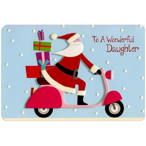 Pictura Santa Riding Vespa Daughter Christmas Card
