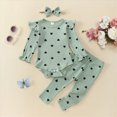 thumbnail image 3 of HCNTES Baby Girl Clothes Fall Winter Newborn Baby Girl Clothes Outfits Infant Ruffle Heart Print Romper Pants Bow Headband Cute Toddler Baby Girl Clothes Set, 3 of 4