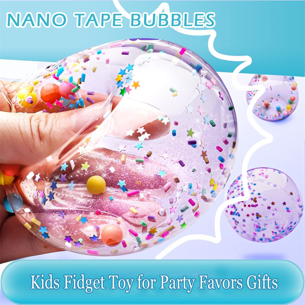 Bubble Tape,Nano Bubble Tape Kit, Double Sided Tape with Sequins DIY Craft  Waterproof Blow Bubble Nano Glue with Sequins for Bubble DIY Tape Bubble  Craft Kit for Kids White by Casewin 