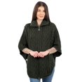 thumbnail image 2 of SAOL Aran Zipper Cardigan Sweater 100% Merino Wool Poncho / Cape Women's High Neck Irish Jacket with Pockets Made in Ireland, 2 of 7