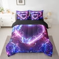 thumbnail image 2 of Homewish Kawaii Butterfly 7pcs Bedding Comforter Set,3D Chic Flower Queen Bedding Sets,Pink Purple Queen Sheet Sets For Men Women,Super Cozy Room Decor Reversible, 2 of 8