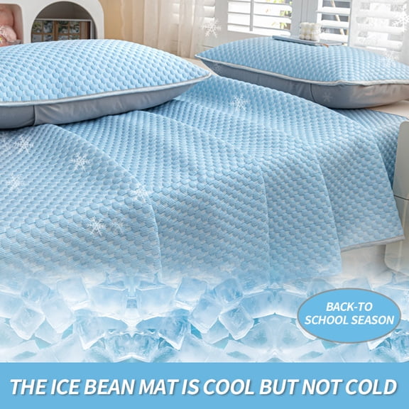 Cooling Queen Mattress Pad Set (3 Piece) - Honeycomb Breathable Mattress Protector with 2 Pillow Shams, Light Gray / Light Blue, 70.86" x 78.7", Not Include Pillow