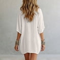 thumbnail image 4 of WCJM Short Sleeve Flowy Ruffle Cover Up Women Swimsuit Cover Up Dress V Neck Beach Bikini (White,M), 4 of 5