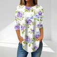 thumbnail image 3 of JTZGDY Women Tunic Tops for Leggings Dressy Casual Summer 3/4 Lenght Sleeve Crewneck Floral Graphic T-Shirts Loose Irregular Hem Blouse Multicolor#17 S, 3 of 6