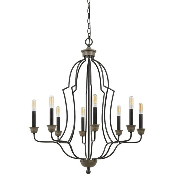 60 X 8 Watt Metal Chandelier with Tubular Frame, Textured Bronze- Saltoro Sherpi