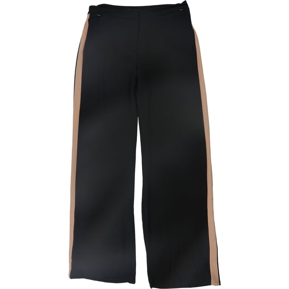 Eileen Fisher Mujer Georgette Crepe Casual Pierna Ancha Pantalones, Negro, 4P