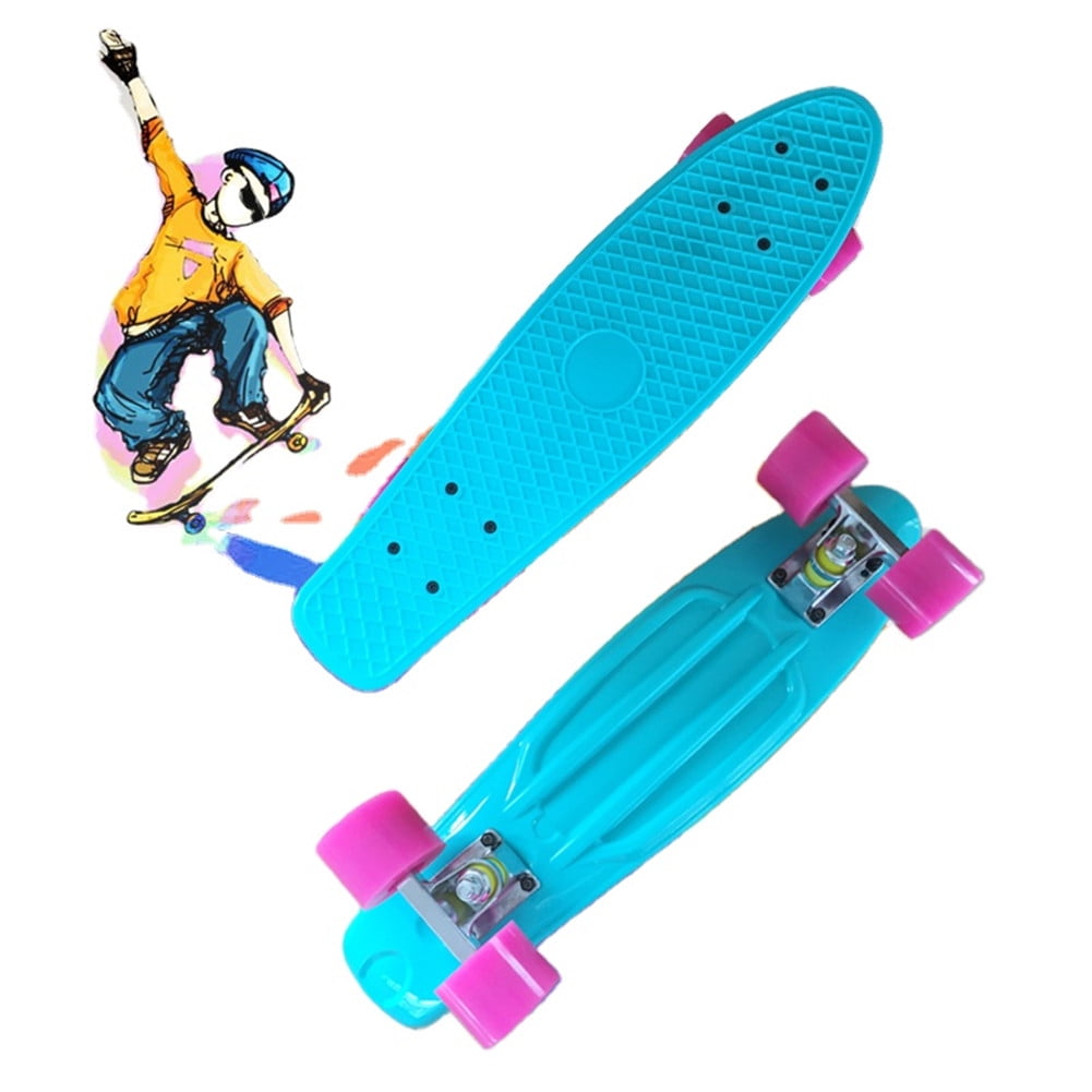 22Inch Kids Skateboard Complete Mini Cruiser Plastic Skateboard Penny Board Gift 
