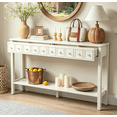 thumbnail image 2 of Ktaxon 60" Long Console Table with Storage for Entryway, Narrow Sofa Tablewith 4 Drawers and Storage Shelf, Multifunctional TV Table for Living Room, Hallway, Foyer, Antique White, 2 of 7