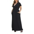 thumbnail image 3 of Aiyino Women's Plus L-5XL Short Sleeve Casual Full Length Maxi Dresses Female,,Black 3XL, 3 of 7