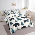 thumbnail image 2 of Castle Fairy Watercolor Wildlife Bear Queen Bedding 7pcs,Cartoon Jungle Animal Bedding Comforter Set Queen,Black Sage Off White,Reversible, 2 of 7