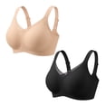 thumbnail image 2 of QYLUX Womens Wireless Bras V Mesh Comfortable Bralette Supportive Tshirt Bra No Underwire Seamless Push Up Everyday Bras Pack of 2, 2 of 4