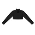 thumbnail image 3 of Yartina Big Girls Mock Neck Long Sleeve Athletic Sports Gymnastics Crop Top Ballet Dance Fitness Black 14, 3 of 7