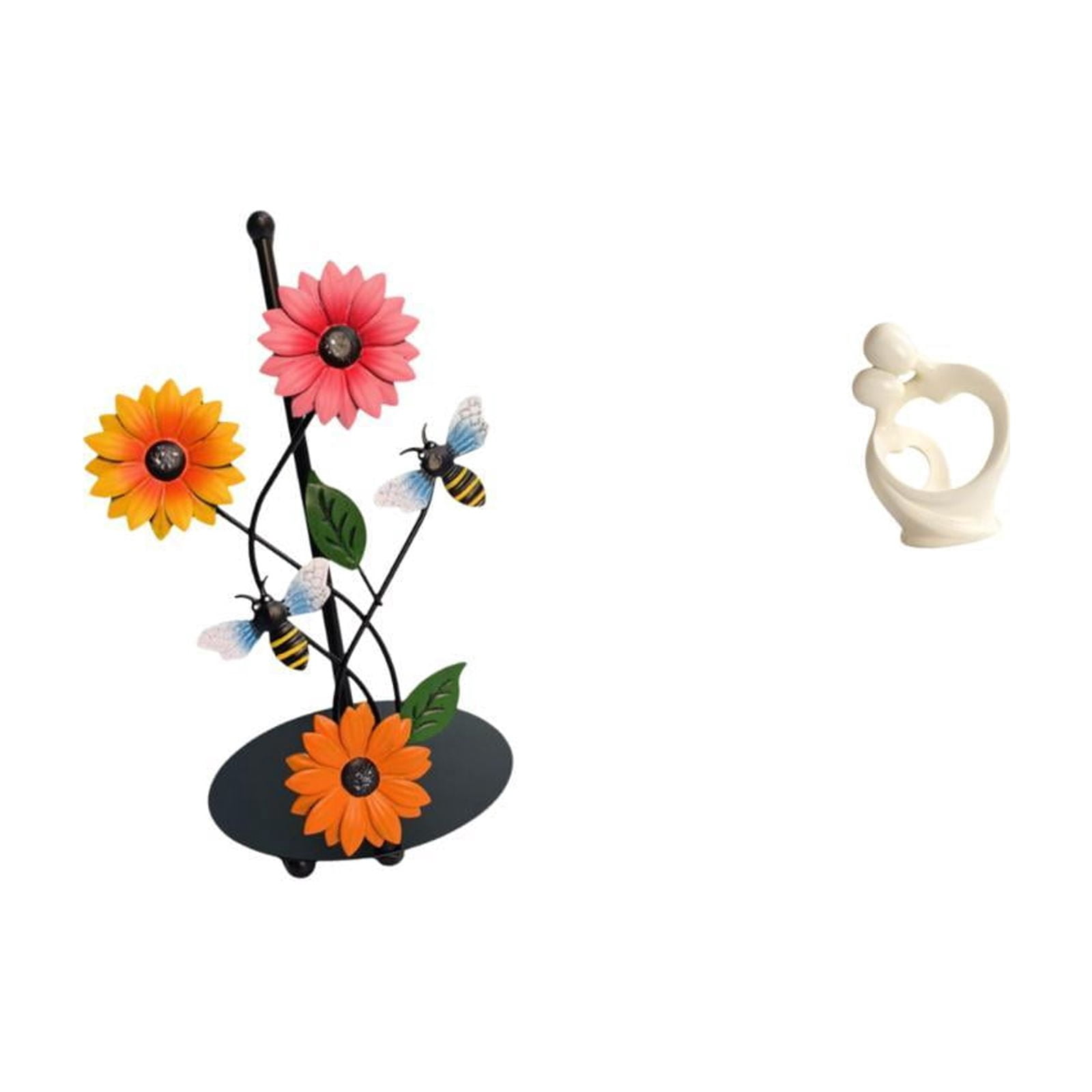 Fiocias Toilet Paper Holder Paper Towel Holder Countertop Abstract Statue Resin Sculpture Modern Art Figurine with Iron Material Suitable for Kitche