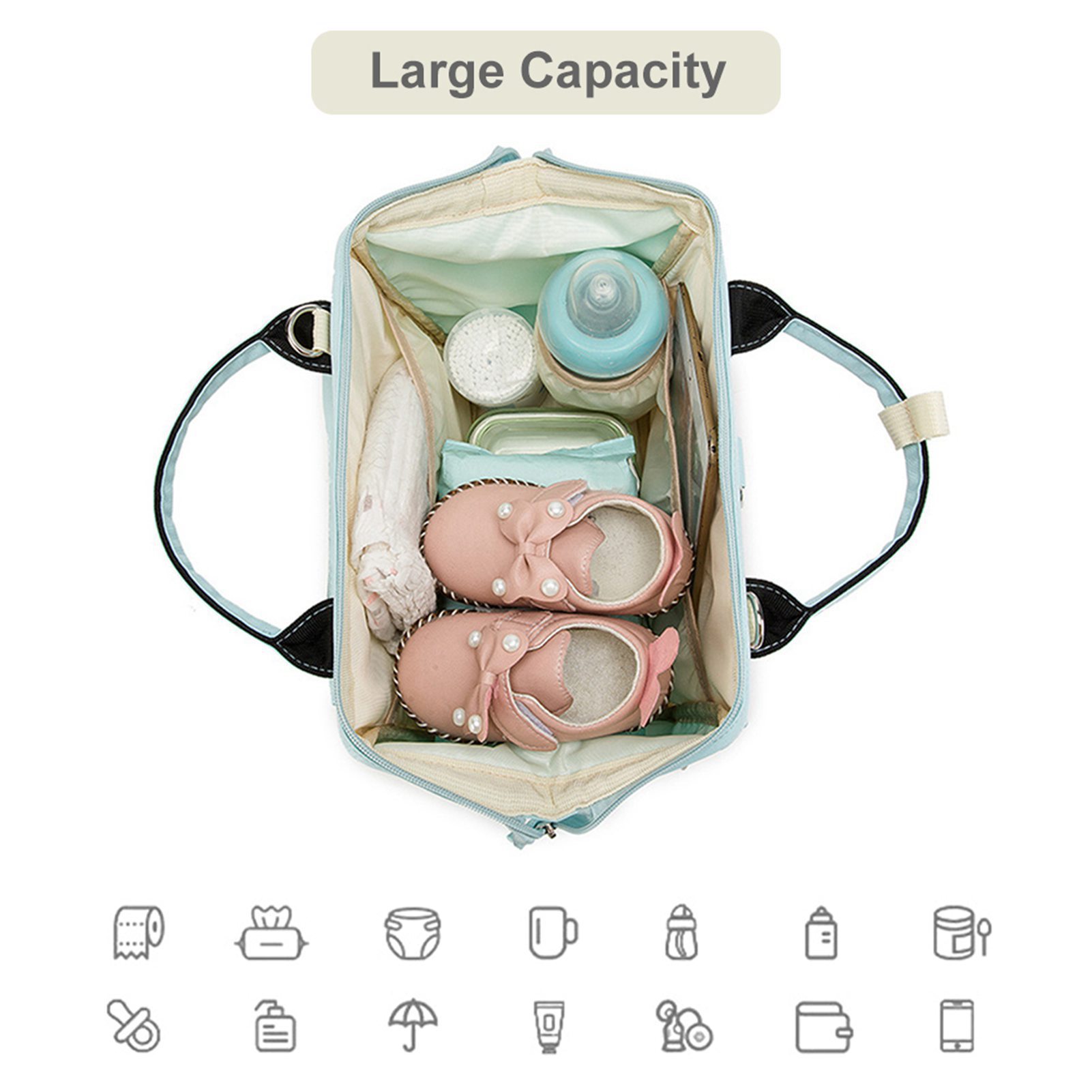 Suodoka Multifunctional Diaper Bag Water-Resistant Travel Tote Baby Handbag for Mom Large Capacity with Insulated Pockets Blue Camo 9.45 inches / 24 cm