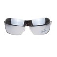 thumbnail image 2 of Mens Italian Designer Fashion Rimless Shield Sport Pilot Sunglasses Gold Brown (silver mirror white), 2 of 4