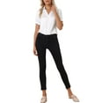thumbnail image 2 of Camisa de satén con solapa y cuello en V para mujer INSPIRE CHIC, manga corta, casual, blanca, XS, 2 of 6