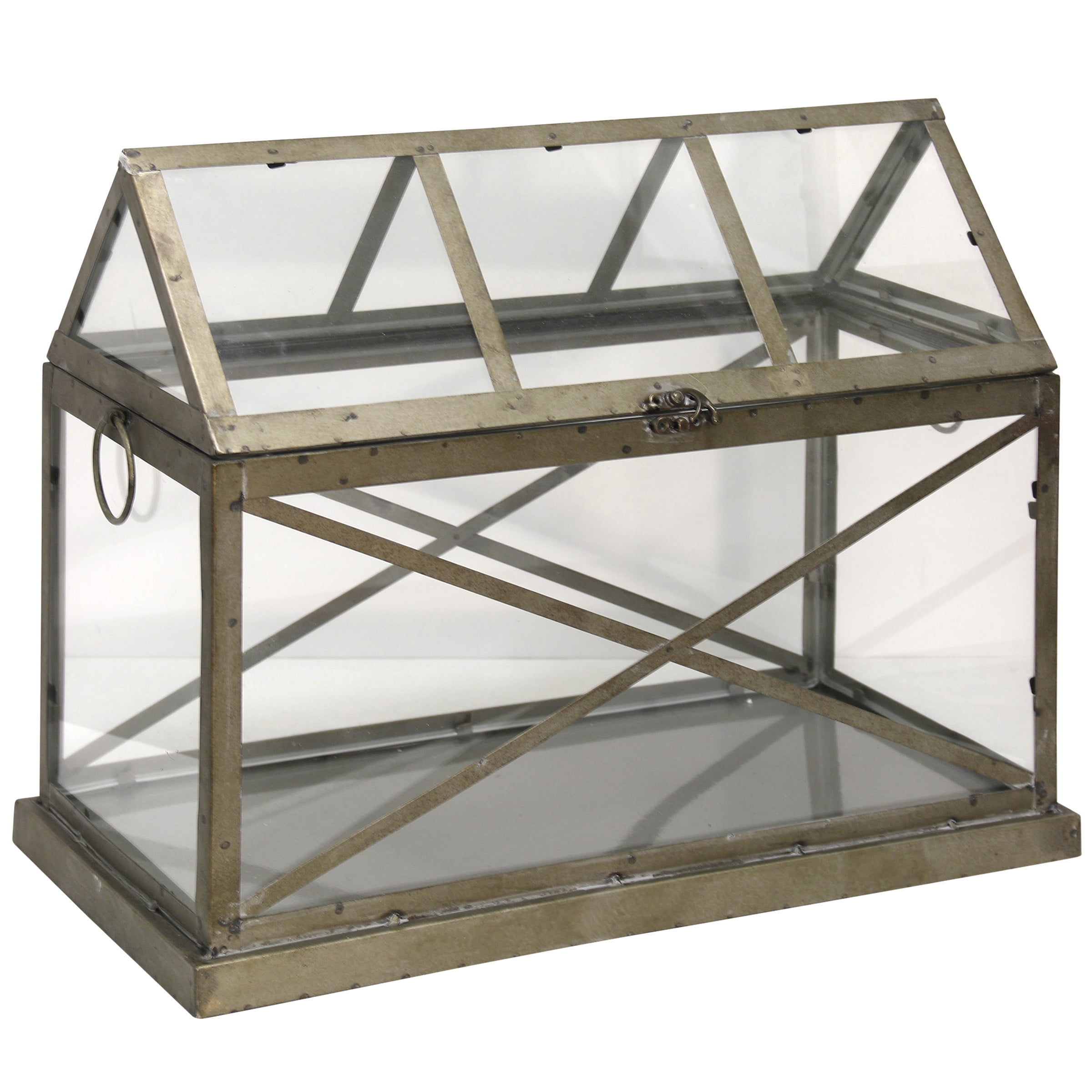 Brass Mini Green House 21in x 11in x 17in Table Top Metal Greenhouse