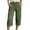 Green, variant on Women's Cotton Linen Pants, Lightweight Capri Cropped Pants, Elastic Waist Pull On Trousers with Side Pockets, Crinkle Texture Beach Pants for Vacation, Spring and Summer Daily Wear-Blue