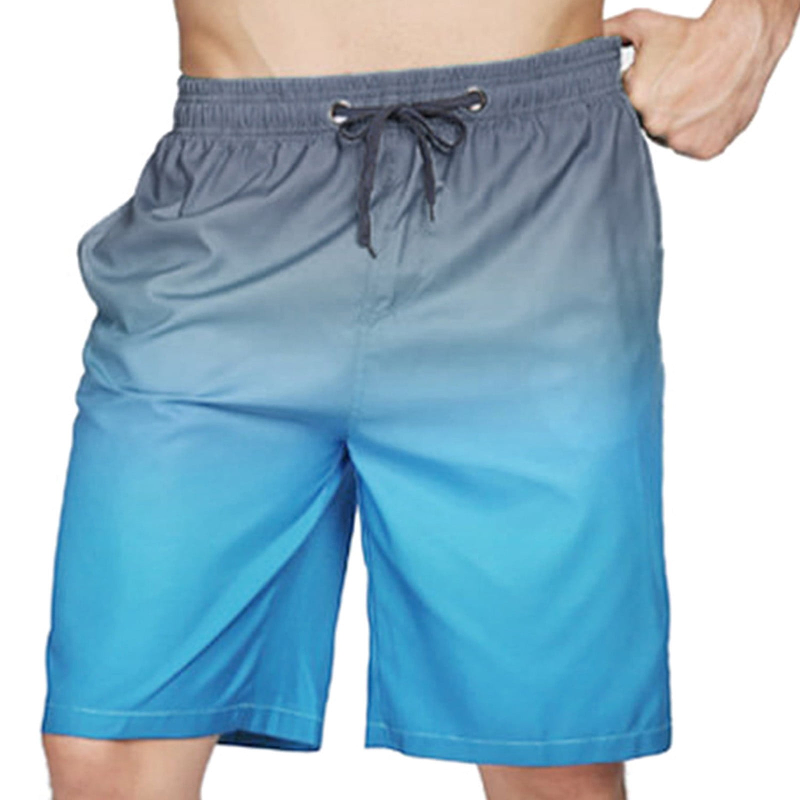 Cuoff Shorts Mens Swimming Swim Shorts Elastic Waist Pockets Surf