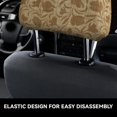thumbnail image 4 of Kdxio Brown Flowers Pattern Print 2 Piece Car Head Rest Covers Set Auto Front/Rear Seats Headrest Cover Universal Fit Most Cars,Sedan, SUV, 4 of 9