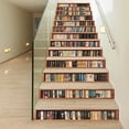 thumbnail image 5 of nipocaio 6PCS 3D Self Adhesive Vinyl Stair Risers Stickers Vinyl Stair Stickers for Home Office Bar Decor 100*18cm Inch Retro Library, 5 of 5