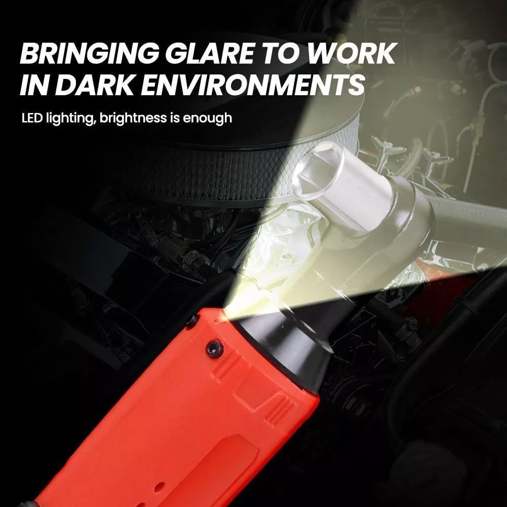Electric Cordless Ratchet 3/8" Right Angle Wrench Impact Power Tool + 2 Batteries, High Torque, Versatile Uses for Car Repair & Construction, Easy Operation