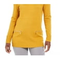 thumbnail image 3 of JM Collection Women's Petite Zip-Pocket Cowlneck Sweater Gold Size Petite Medium, 3 of 3