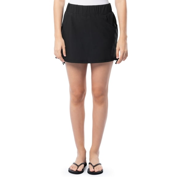 Realtree Ladies Stretch UPF50 Fishing & Water Sea Side Lake Skort, Black, L