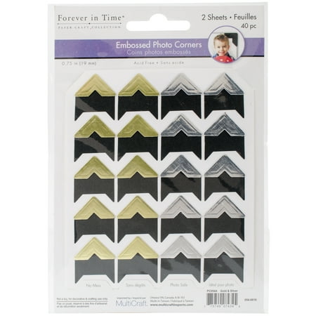 Multicraft Imports MultiCraft Embossed Photo Corners-Gold & Silver, 40pcs
