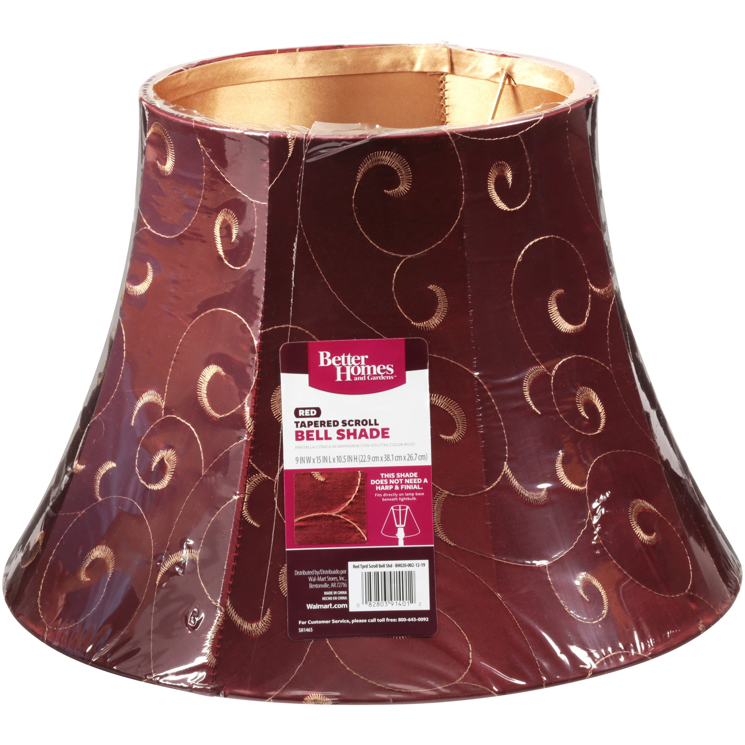 Better Homes Gardens Red With Gold Bell Table Shade Walmart Com